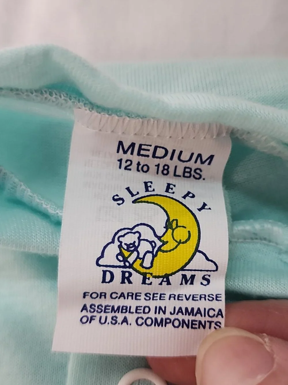 Sleepy Dreams Mint Green Footed Sleeper Pajamas Medium 12-18 lbs USA VTG